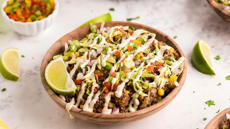 Tex-Mex quinoa with taco flavors, slow-cooked.