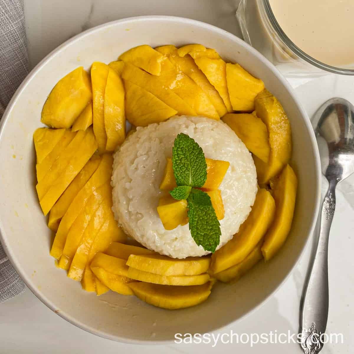 mango sticky rice before milk