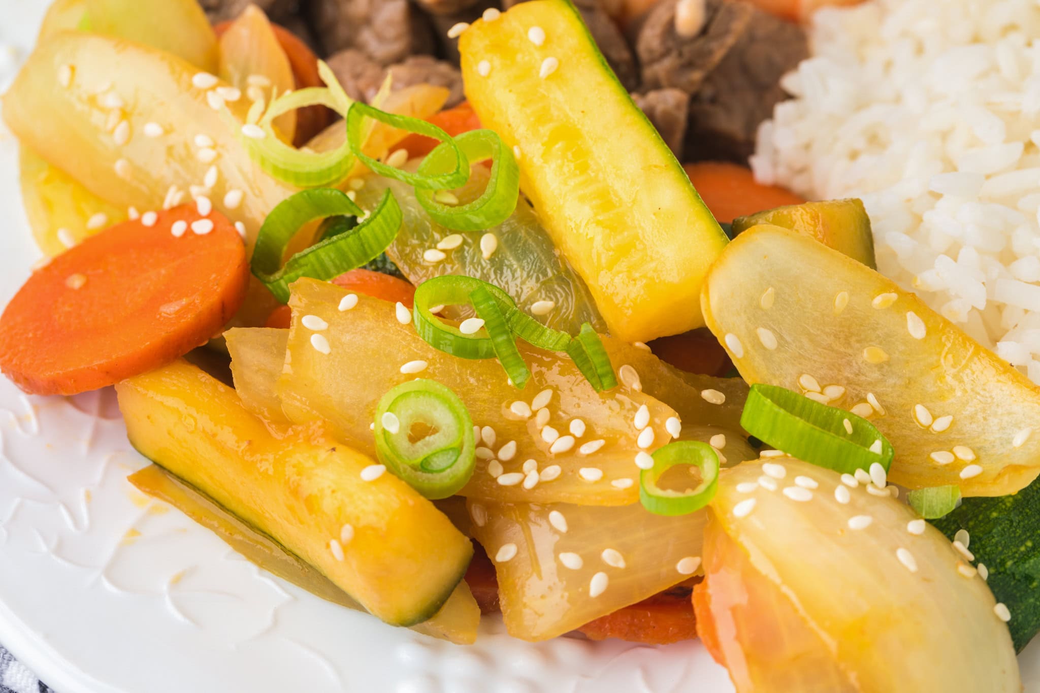 Stir-fried hibachi-style mixed vegetables.