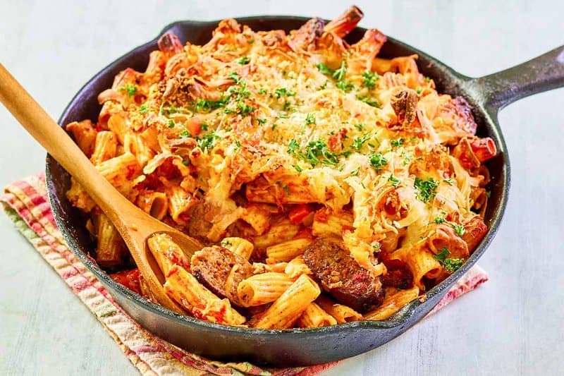 Cheesy Italian pasta cooked in one skillet.