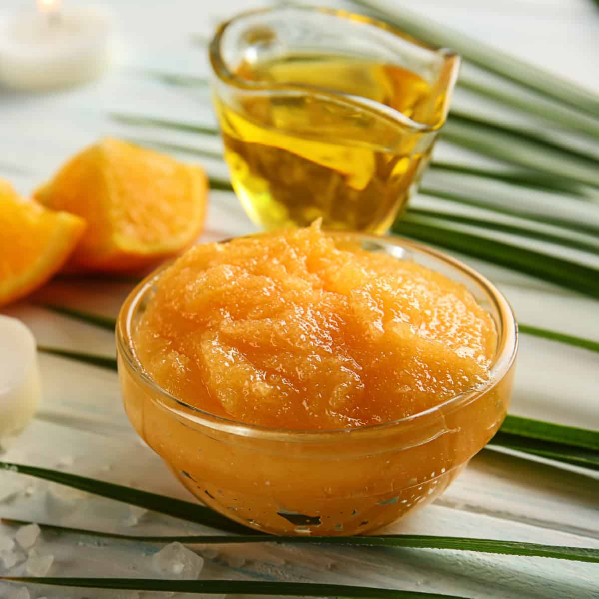 orange peels scrub and essential oil