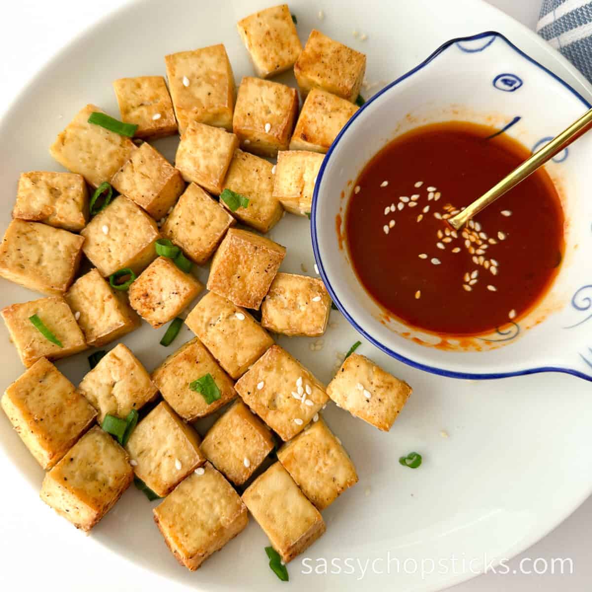 air fried tofu with sauce