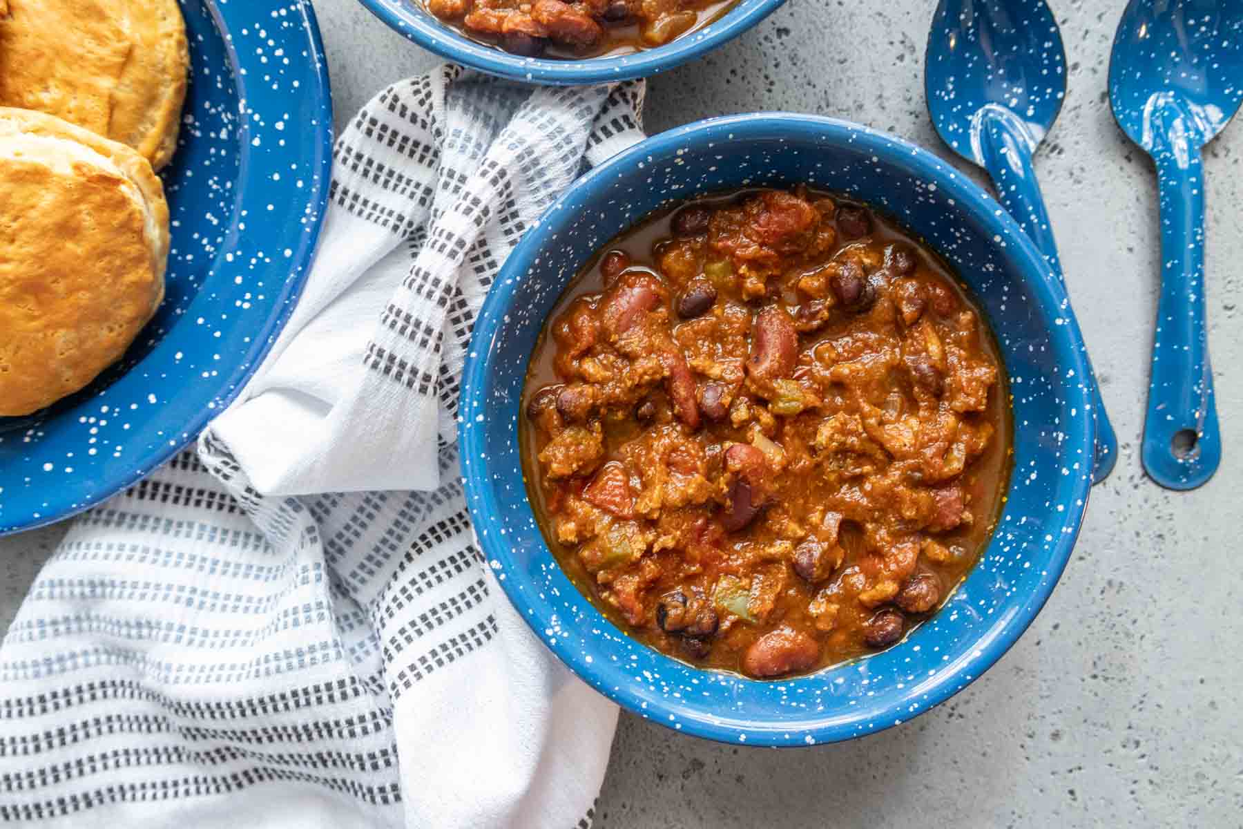 Chili with turkey and pumpkin.