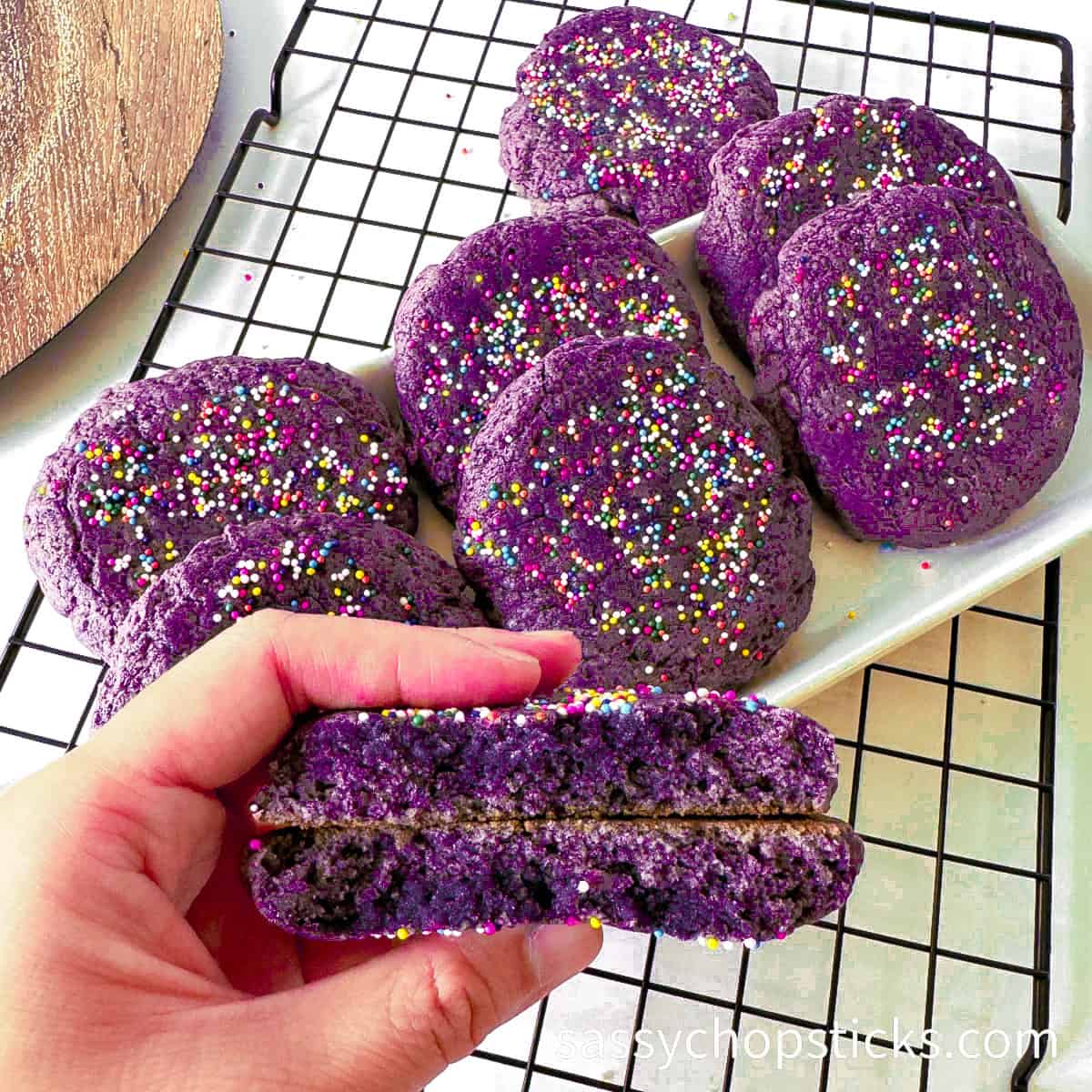 ube cookies close