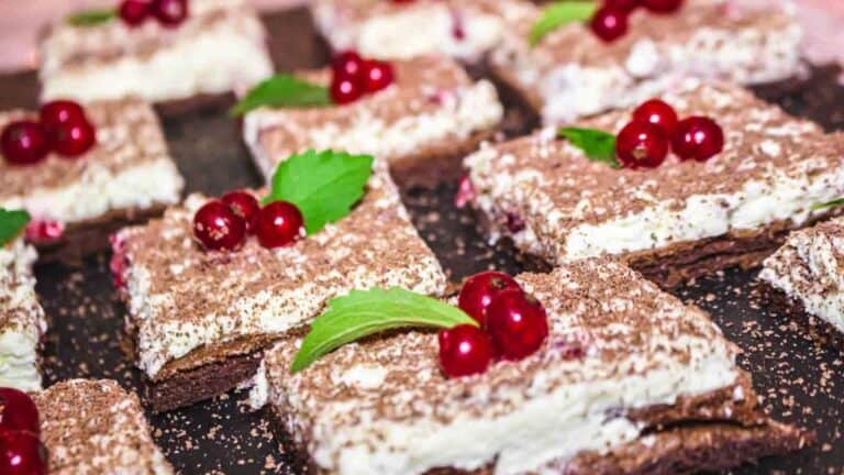 Flourless Chocolate Sheet Cake with berries.