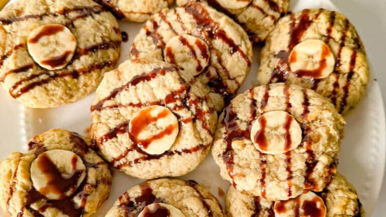 Delicious banana nut cookies displayed on a white plate.