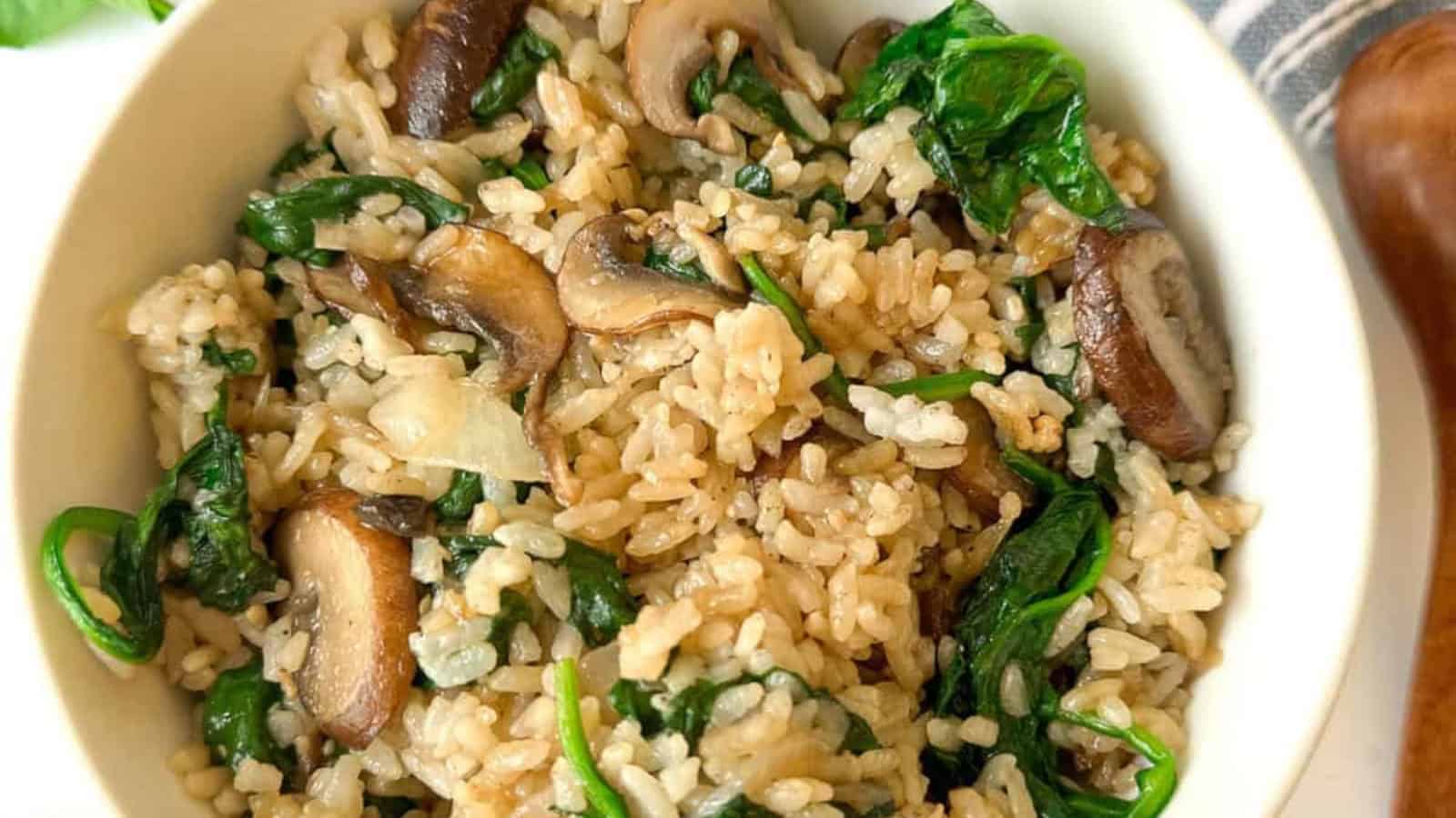 spinach mushroom rice
