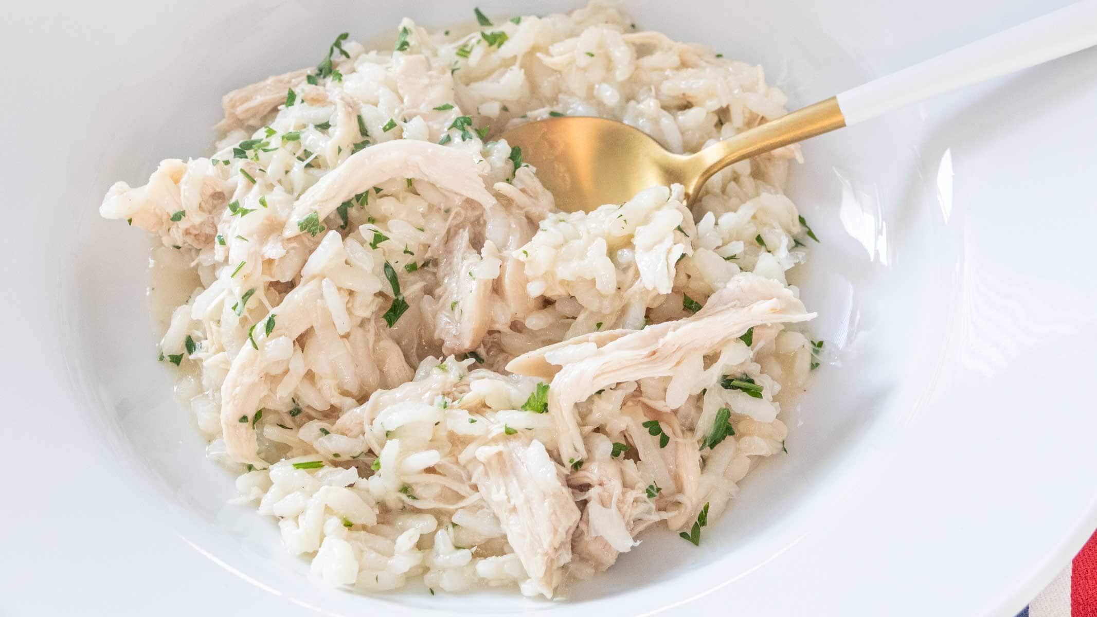 Creamy risotto with tender chicken.