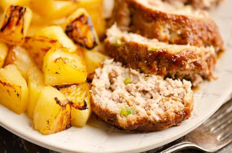 Roasted Pineapple Meatloaf Sheet Pan Dinner.