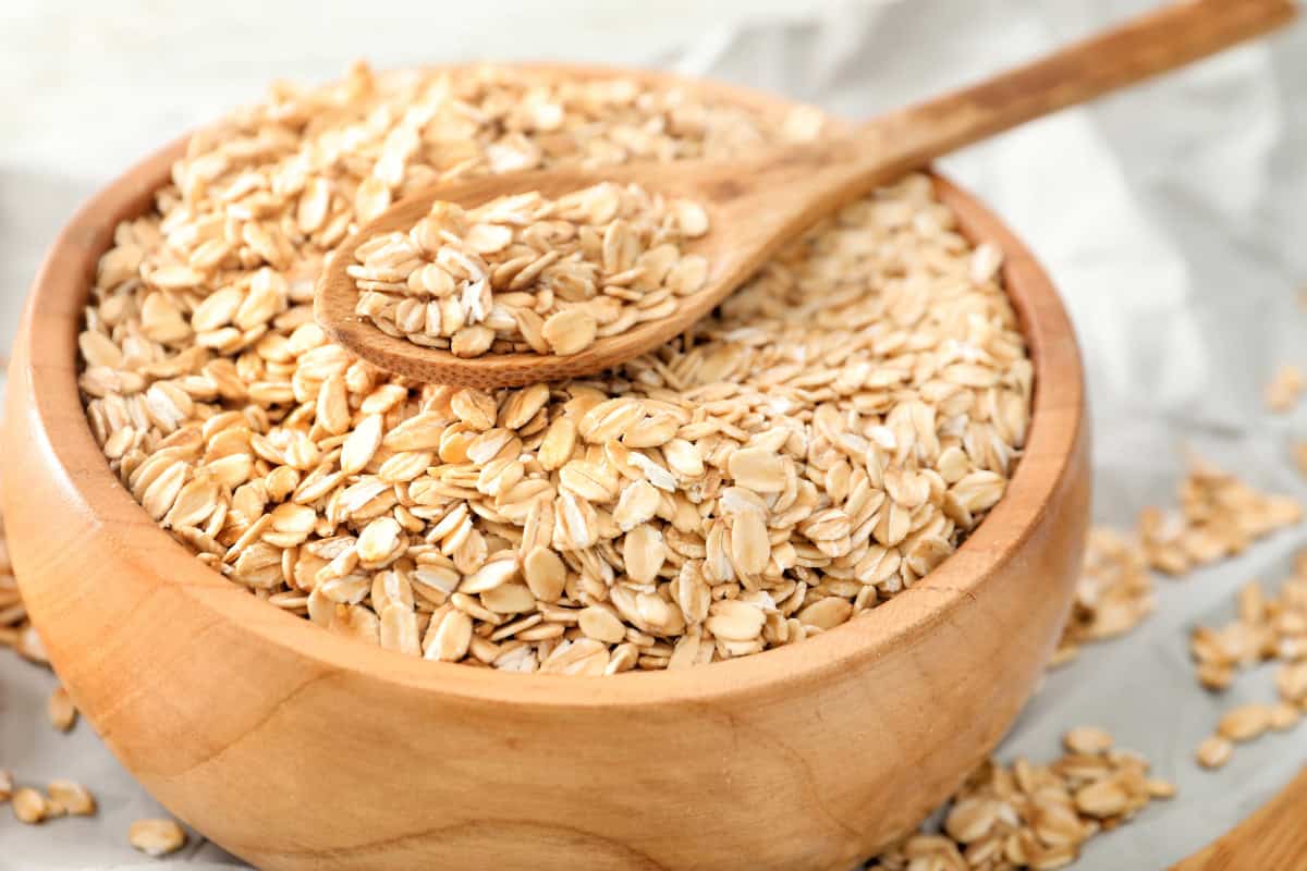 Oats in a bowl.