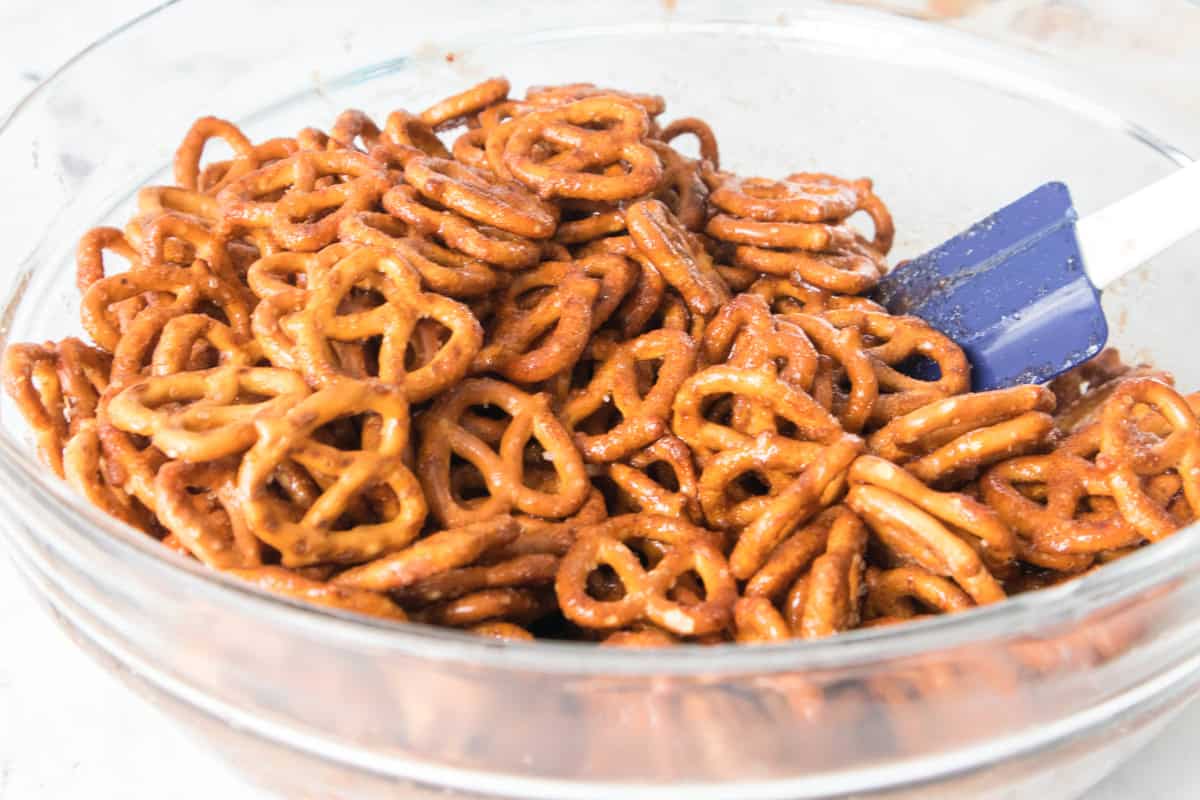 Cinnamon Pretzels ingredients in a deep bowl.