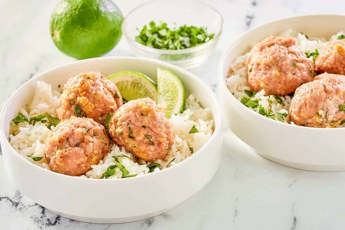 Flavorful bite-sized pork meatballs with an umami kick.
