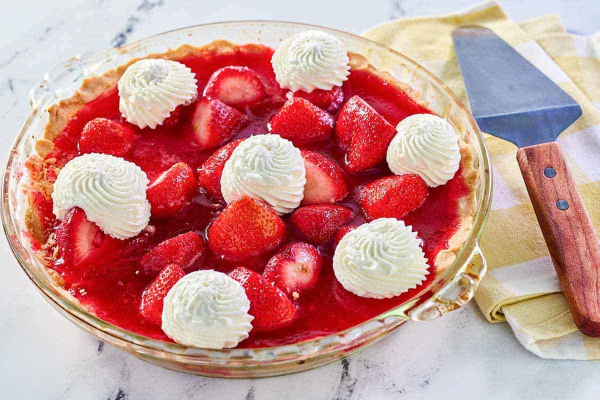 Classic strawberry pie with a glossy topping.