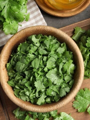 Cilantro in a bowl.