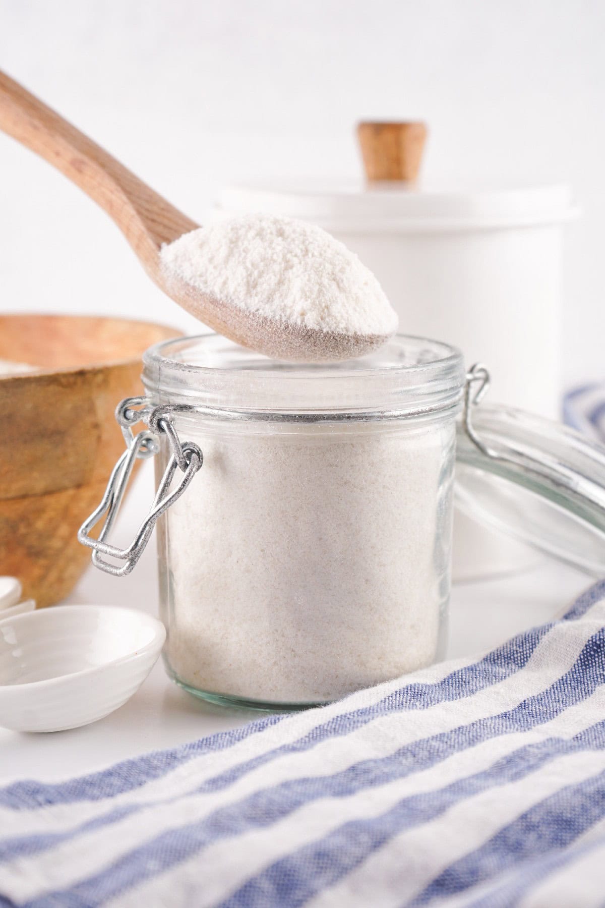 A jar filled with rice.