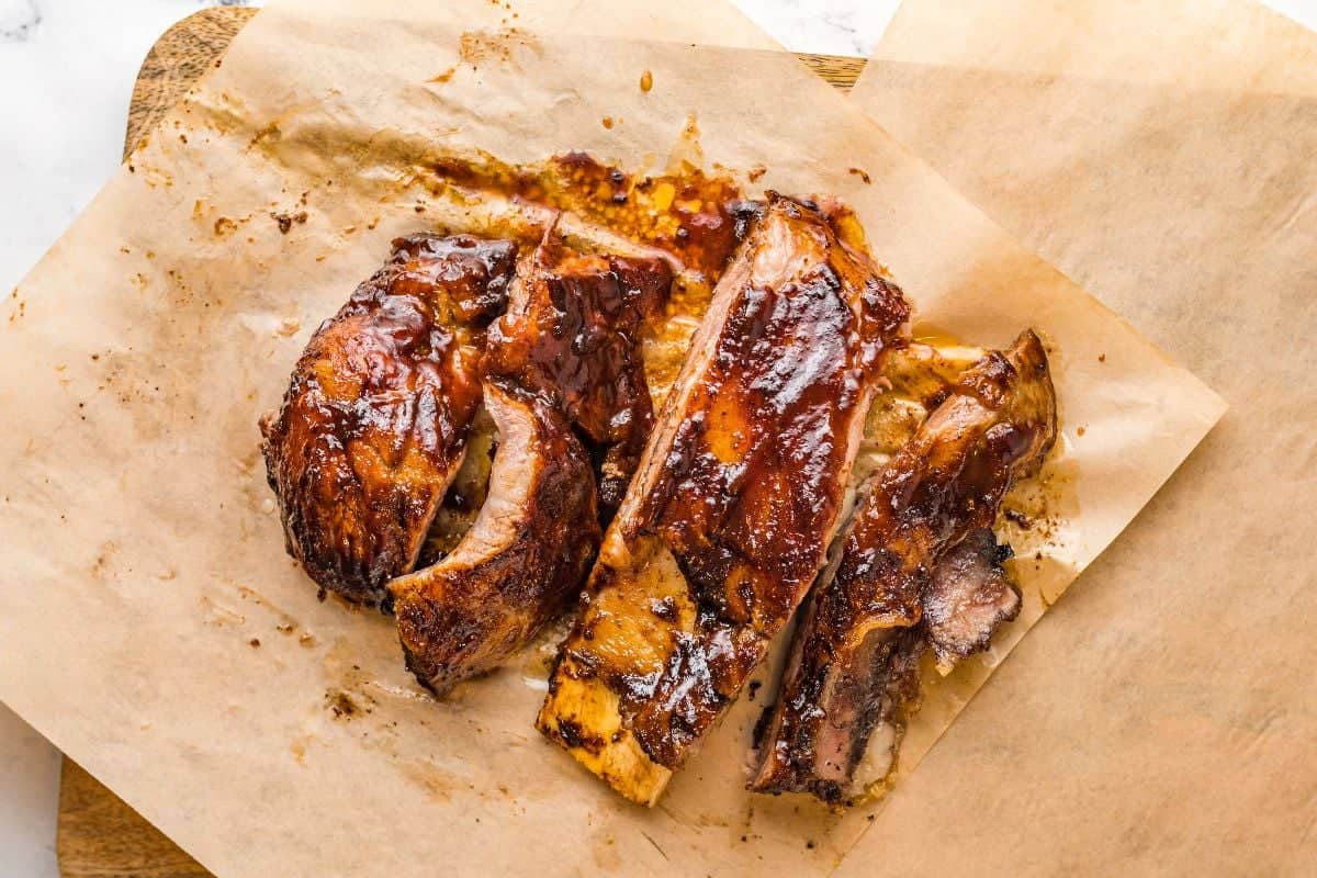 Air fried ribs with dry rub.
