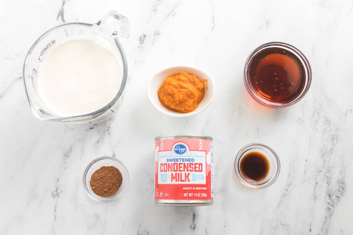 Homemade Pumpkin Spice Coffee Creamer ingredients.