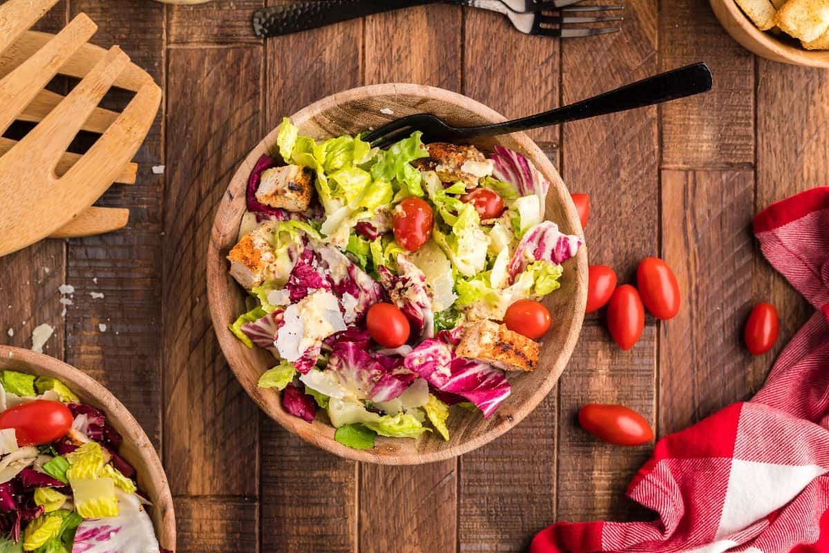 Chicken salad with creamy honey mustard and radicchio.