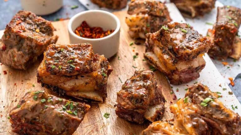Flavorful beef short ribs with a crispy exterior and tender inside.