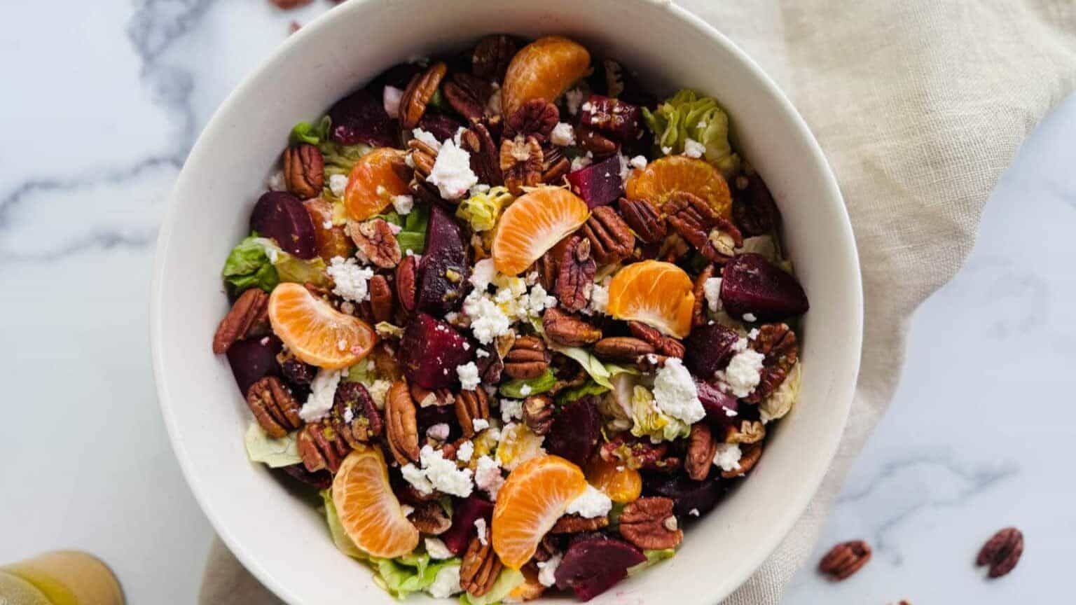 Earthy beets paired with greens and a tangy dressing.