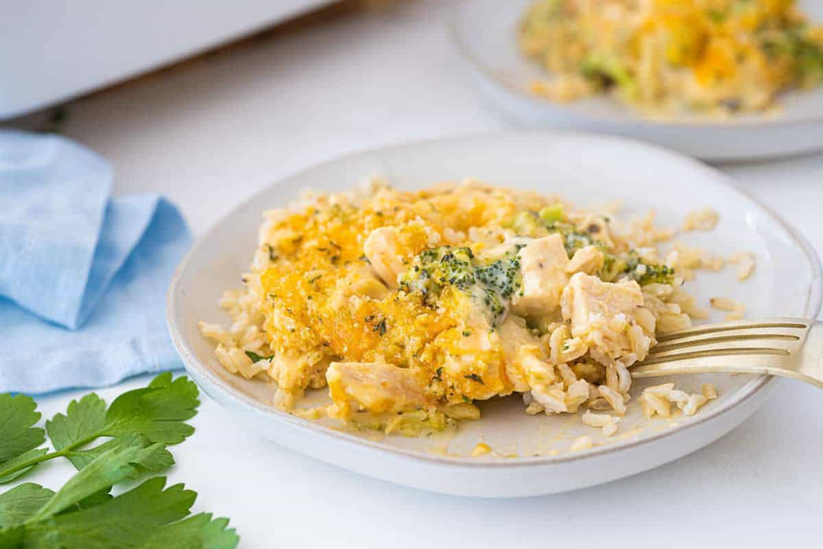 Creamy chicken and broccoli casserole.