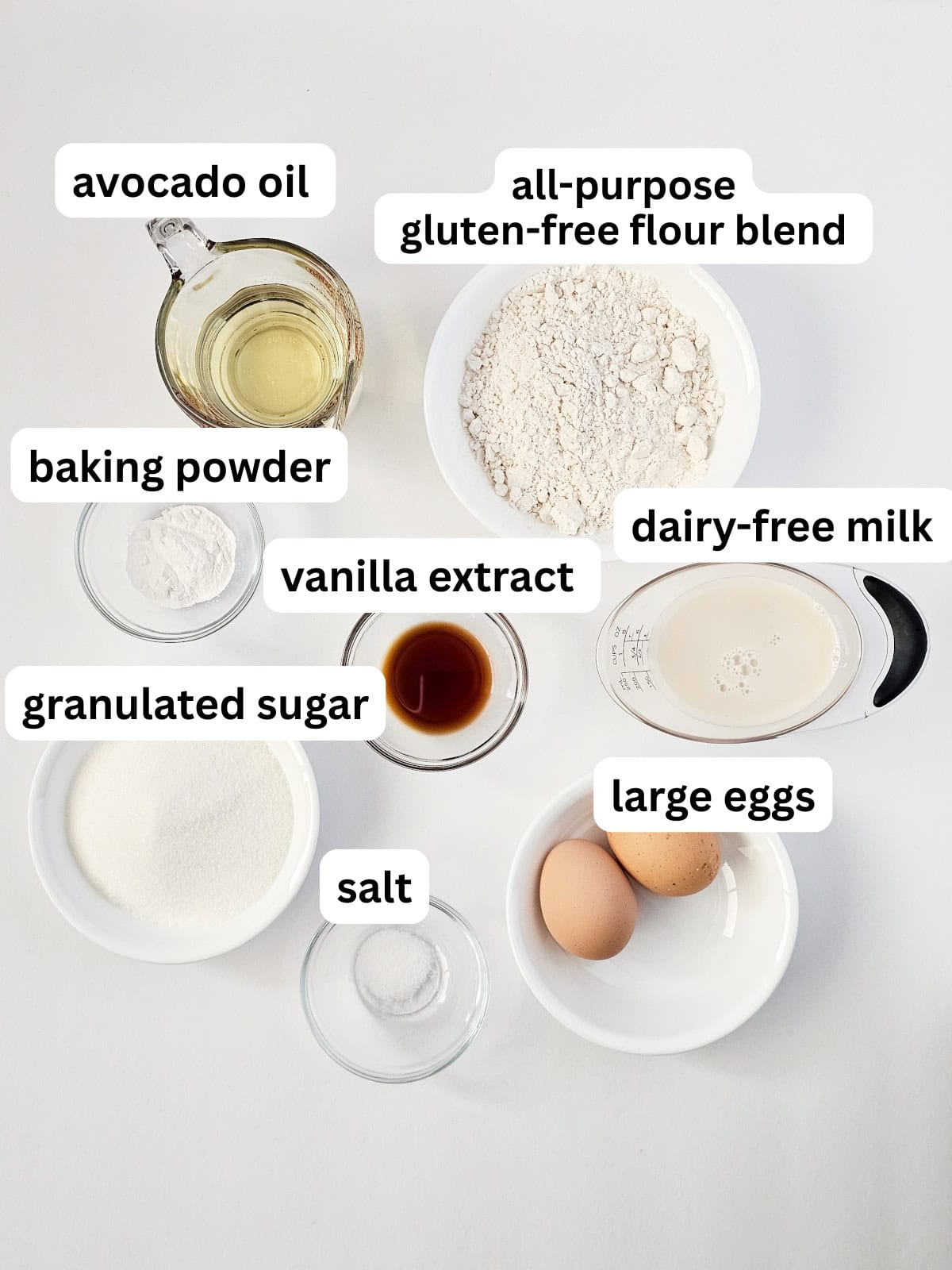 Gluten-free cupcakes ingredients.