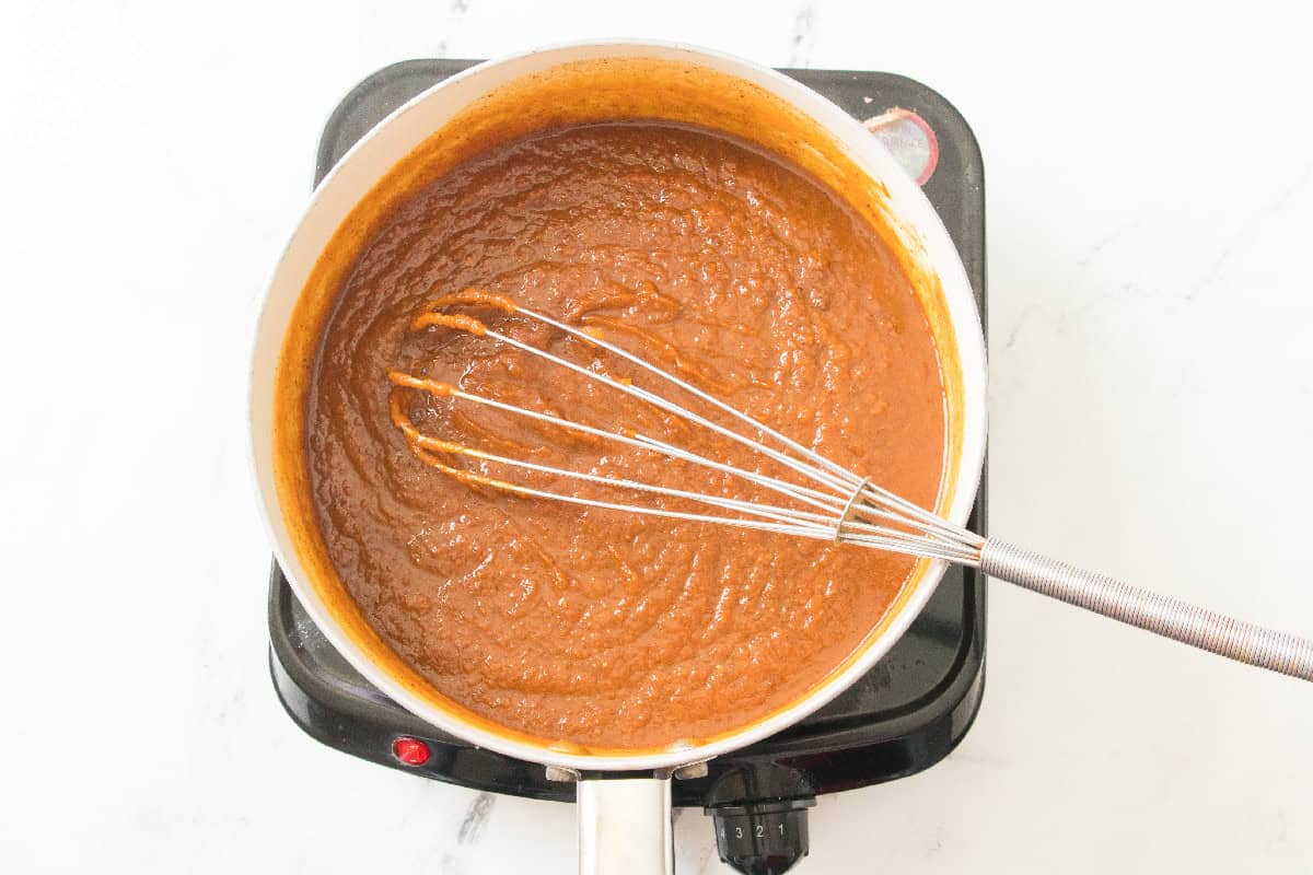 Pumpkin butter mixture whisked smooth and beginning to thicken.