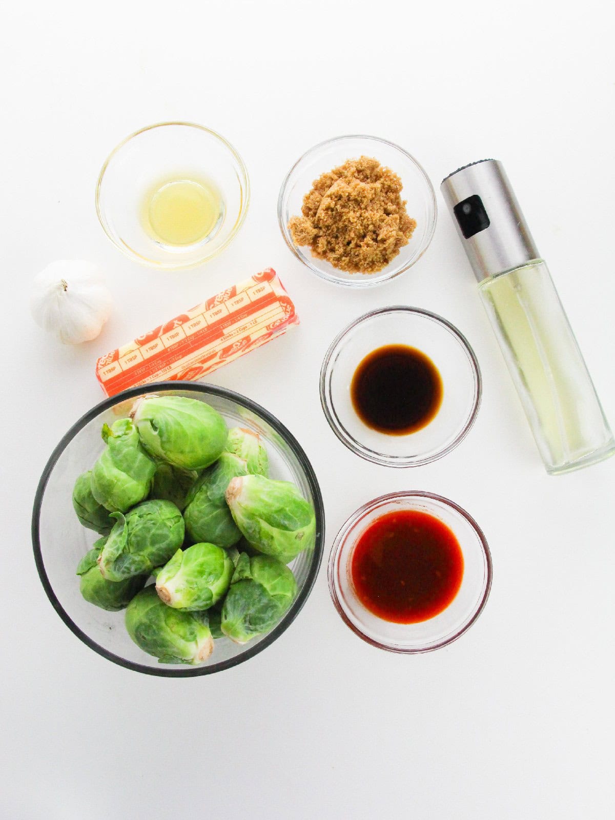 Korean brussels sprouts ingredients.