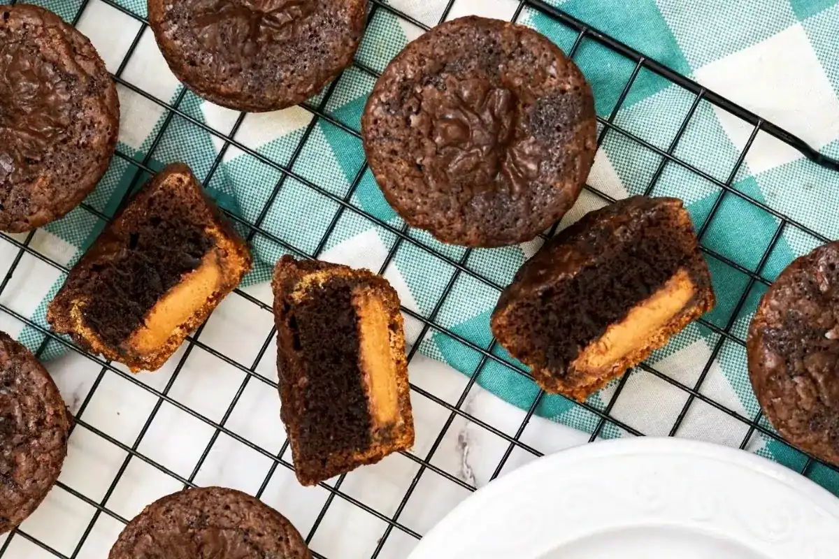 Brownies swirled with peanut butter.