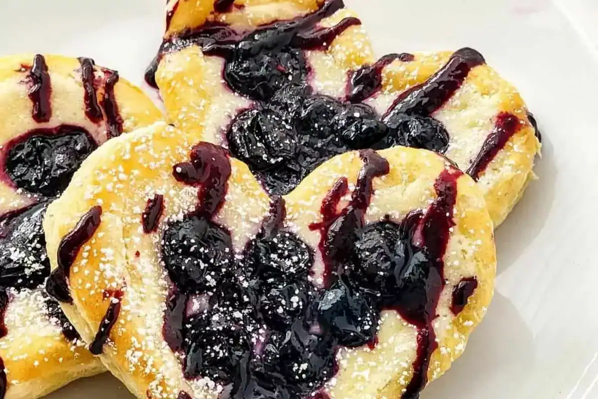 Puff pastry filled with blueberry and cream cheese.