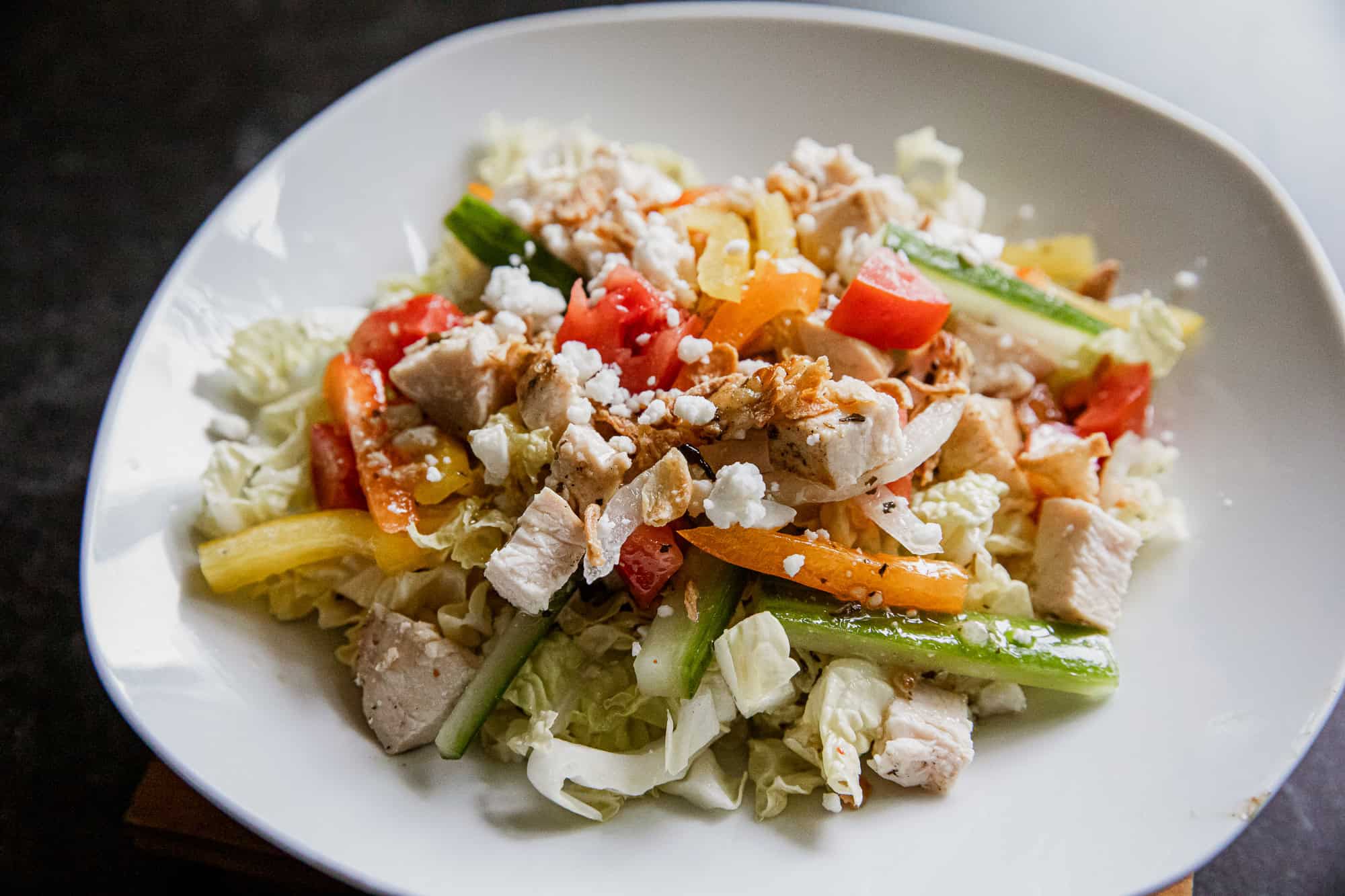 Flavorful grilled chopped chicken salad.