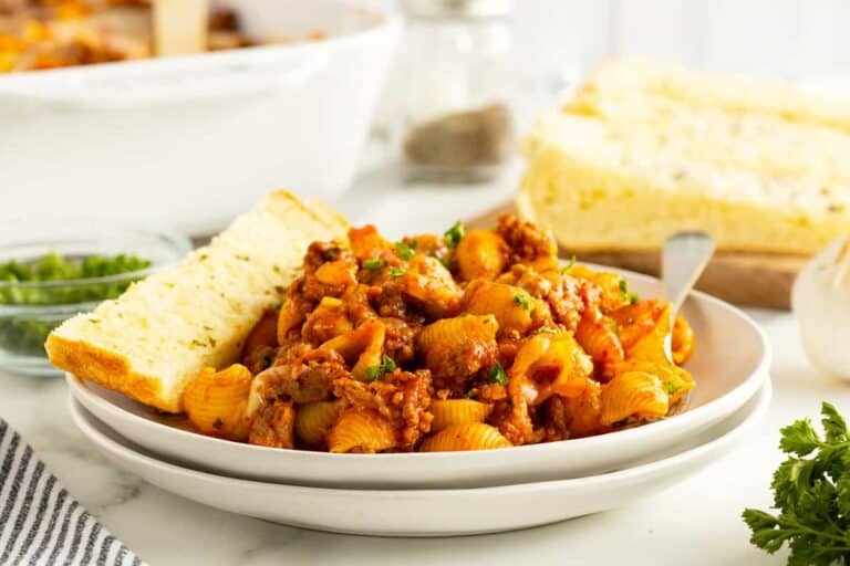 Pasta Bake on a white plate.
