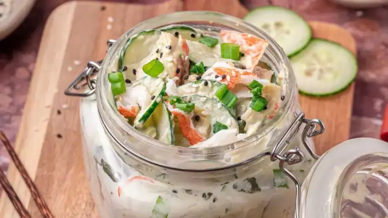 California roll style cucumber salad.