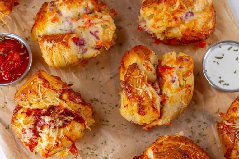 Cheesy pizza biscuits baked until golden.