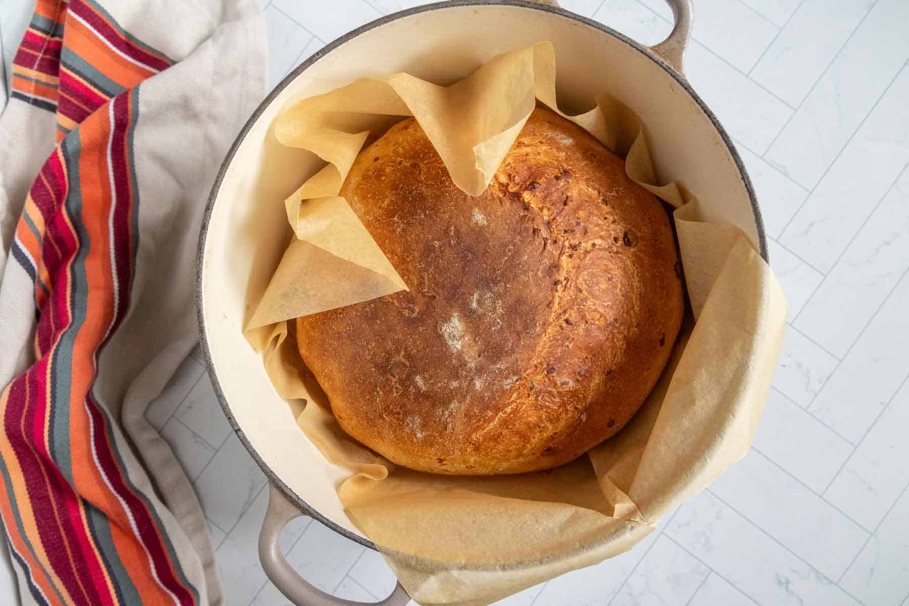 Artisan bread flavored with rosemary and Parmesan.