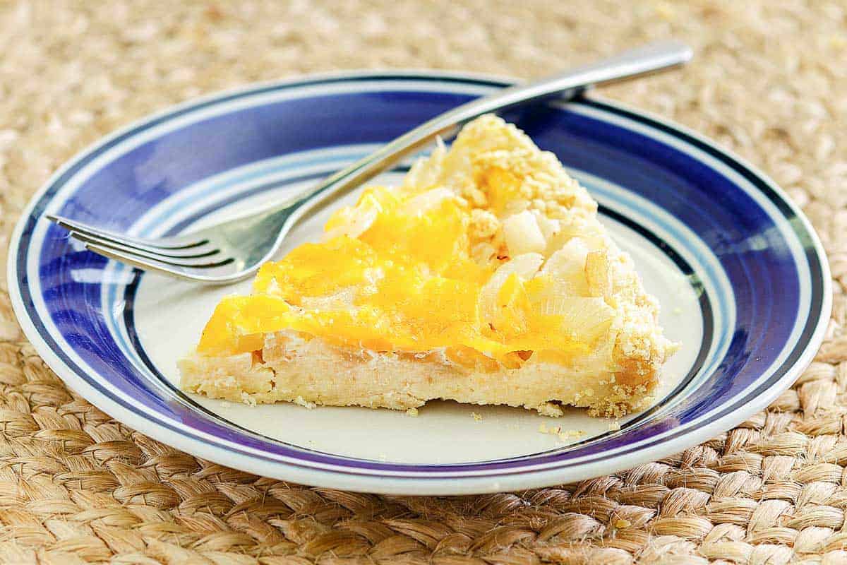 Vidalia onion pie baked with a golden crust.