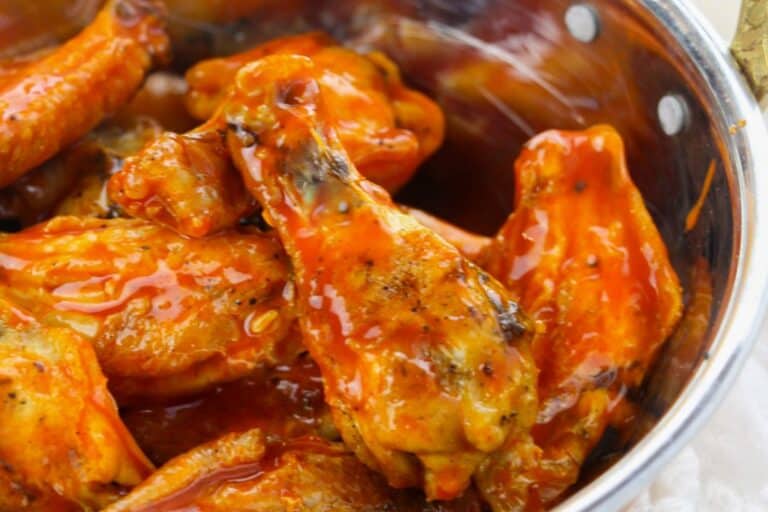 Crispy Air Fryer Chicken Wings with Homemade Buffalo Sauce.
