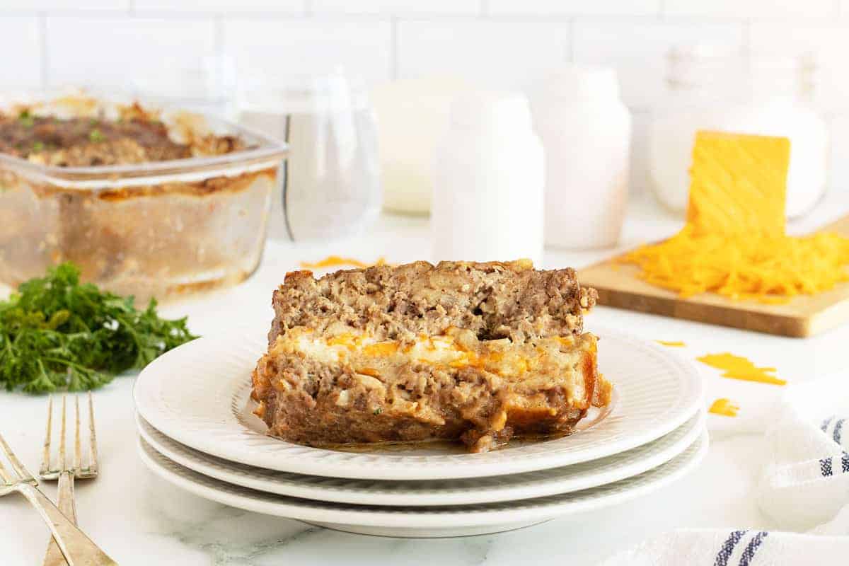Juicy meatloaf with a cheesy center that melts when sliced.