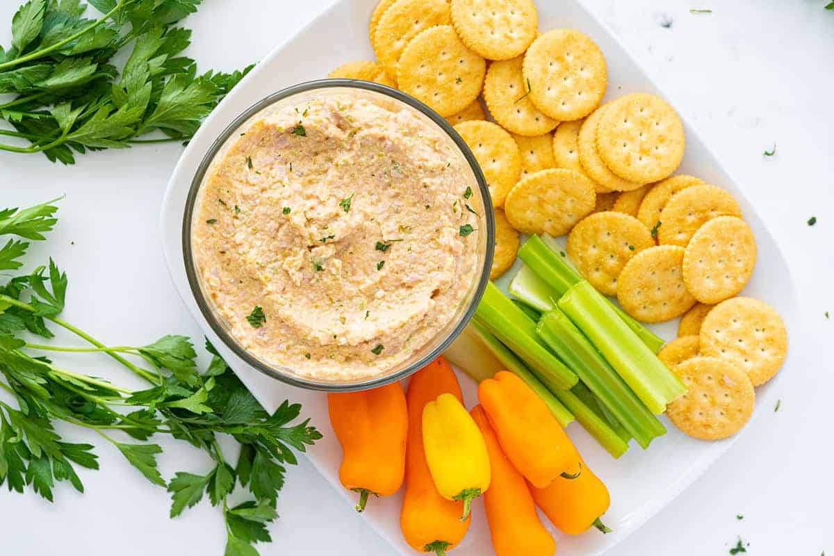 Creamy deviled ham spread mixed with mayonnaise and spices.