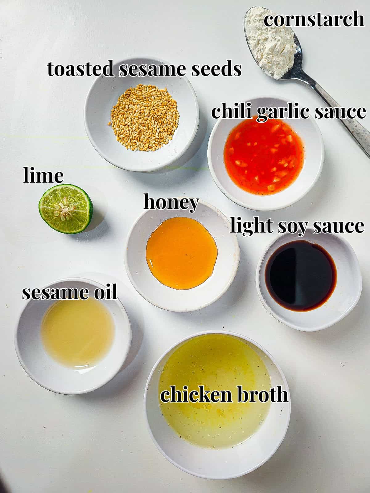 Shrimp and vegetable stir fry sauce ingredients.