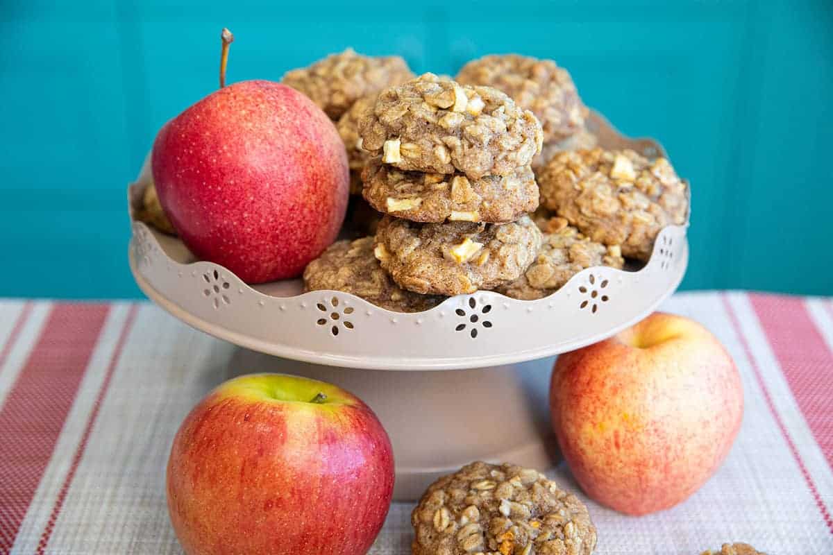 Chewy oatmeal cookies filled with spiced apple chunks.