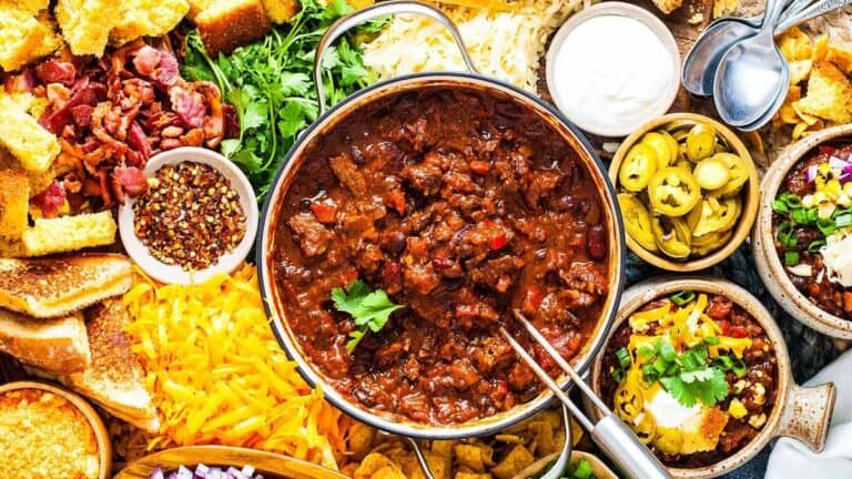 Hearty Beef Chili in a pan.