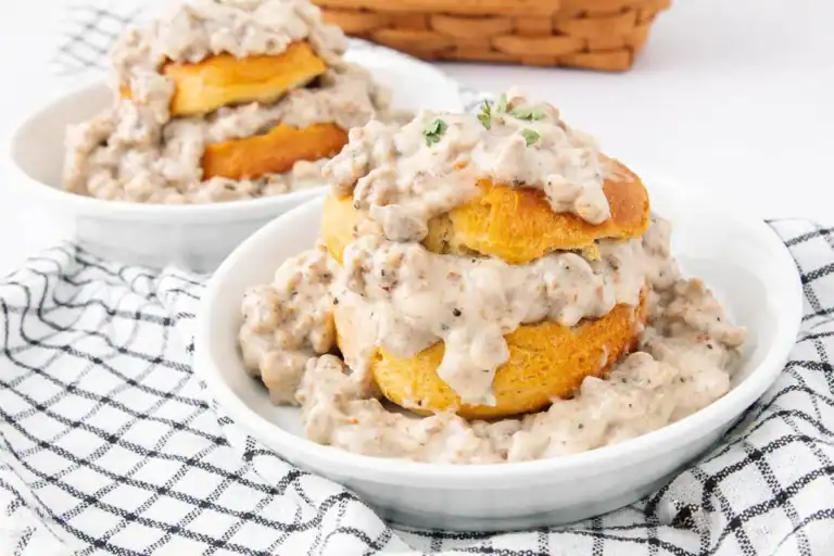 Classic biscuits smothered in sausage gravy.