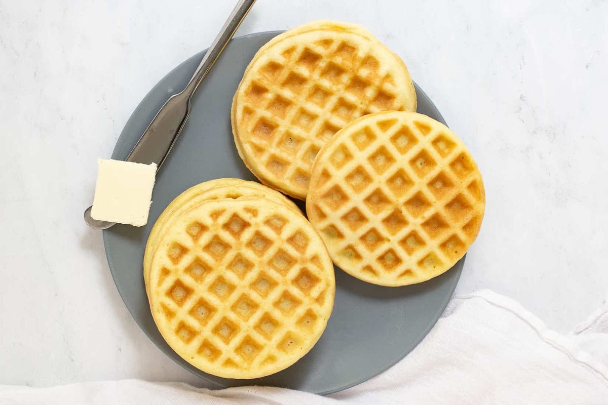 Cheesy chaffle made with Wonder Bread flavor profile.