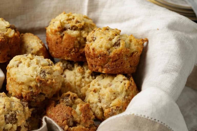Fluffy biscuits filled with apple sausage.