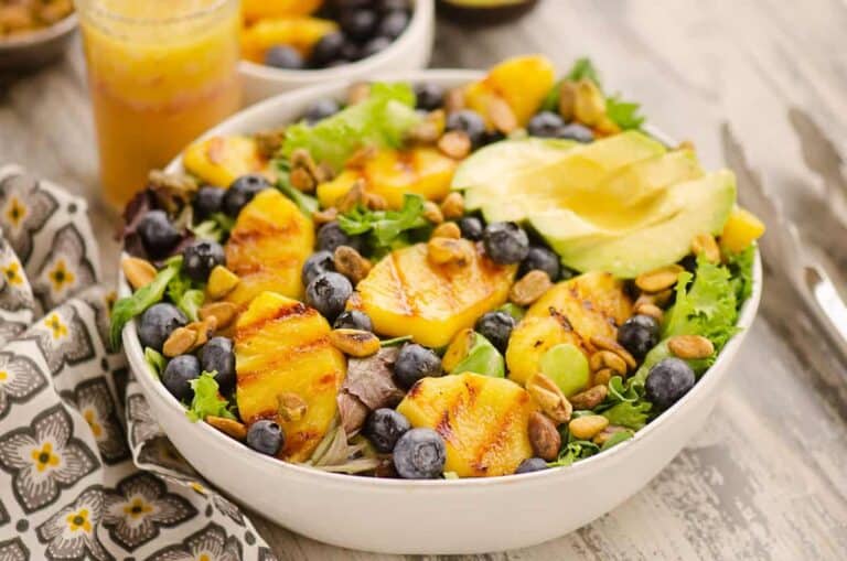 Chilled pineapple salad with herbs.
