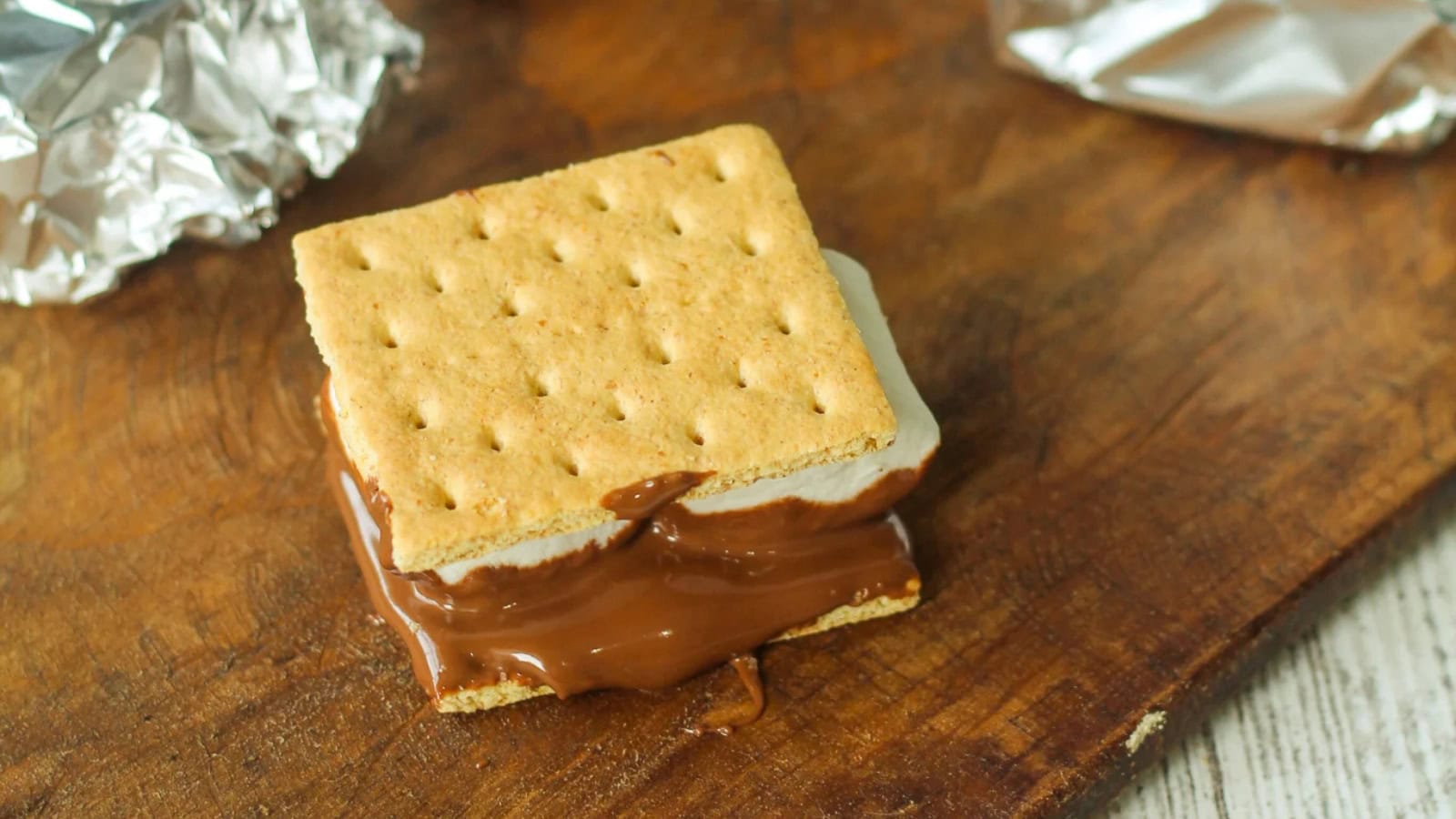 S’mores made with toasted marshmallows, chocolate, and graham crackers.