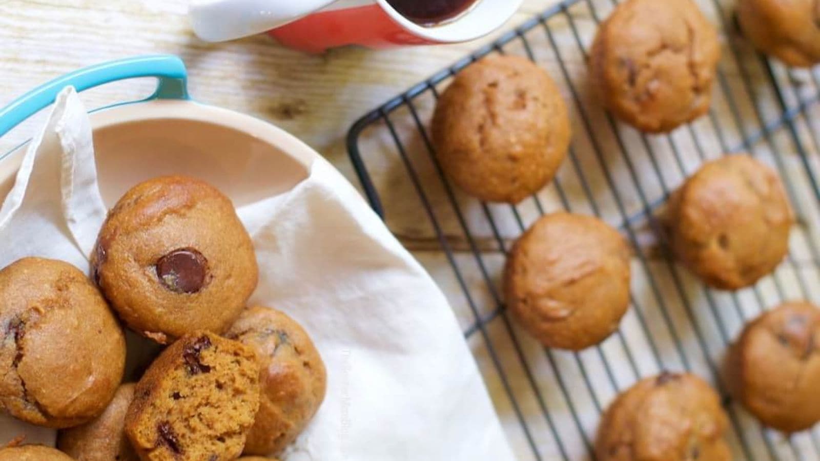 Pumpkin muffins baked soft with chocolate chips and warm spices.