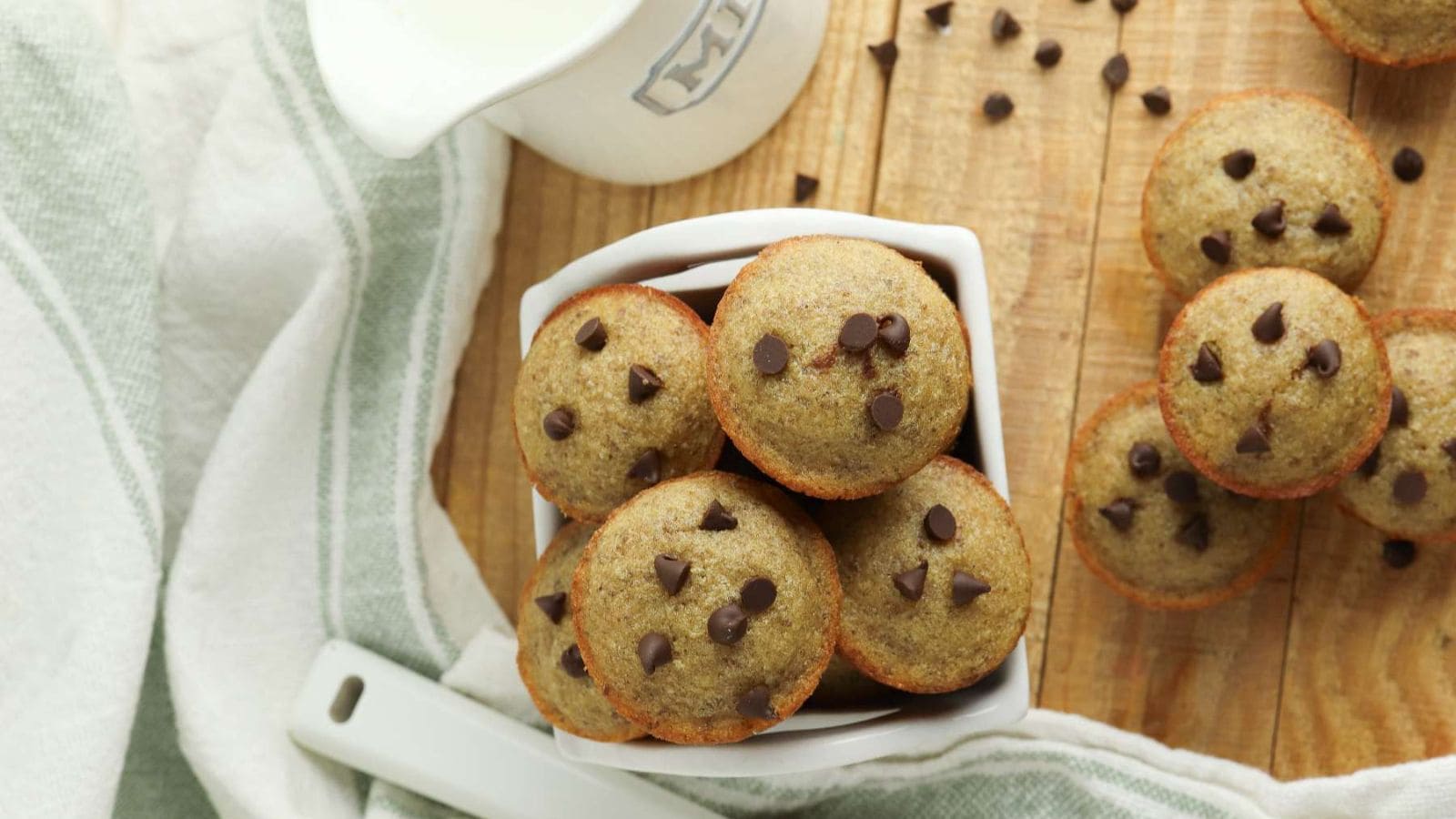 Mini protein muffins baked fluffy with a soft and hearty texture.