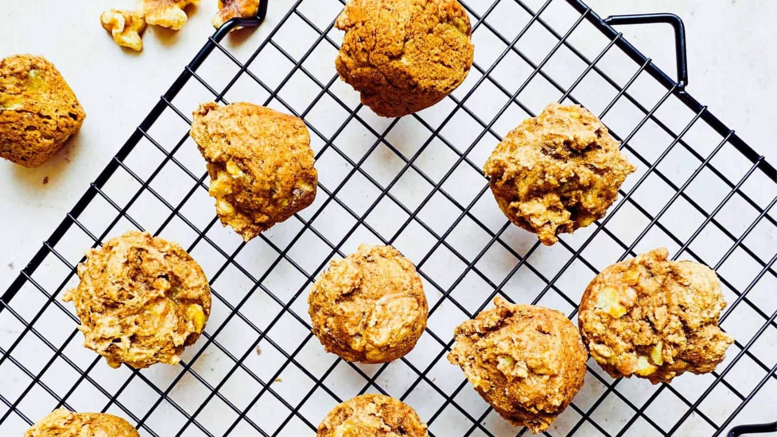 Vegan banana mini muffins baked fluffy with a soft texture.